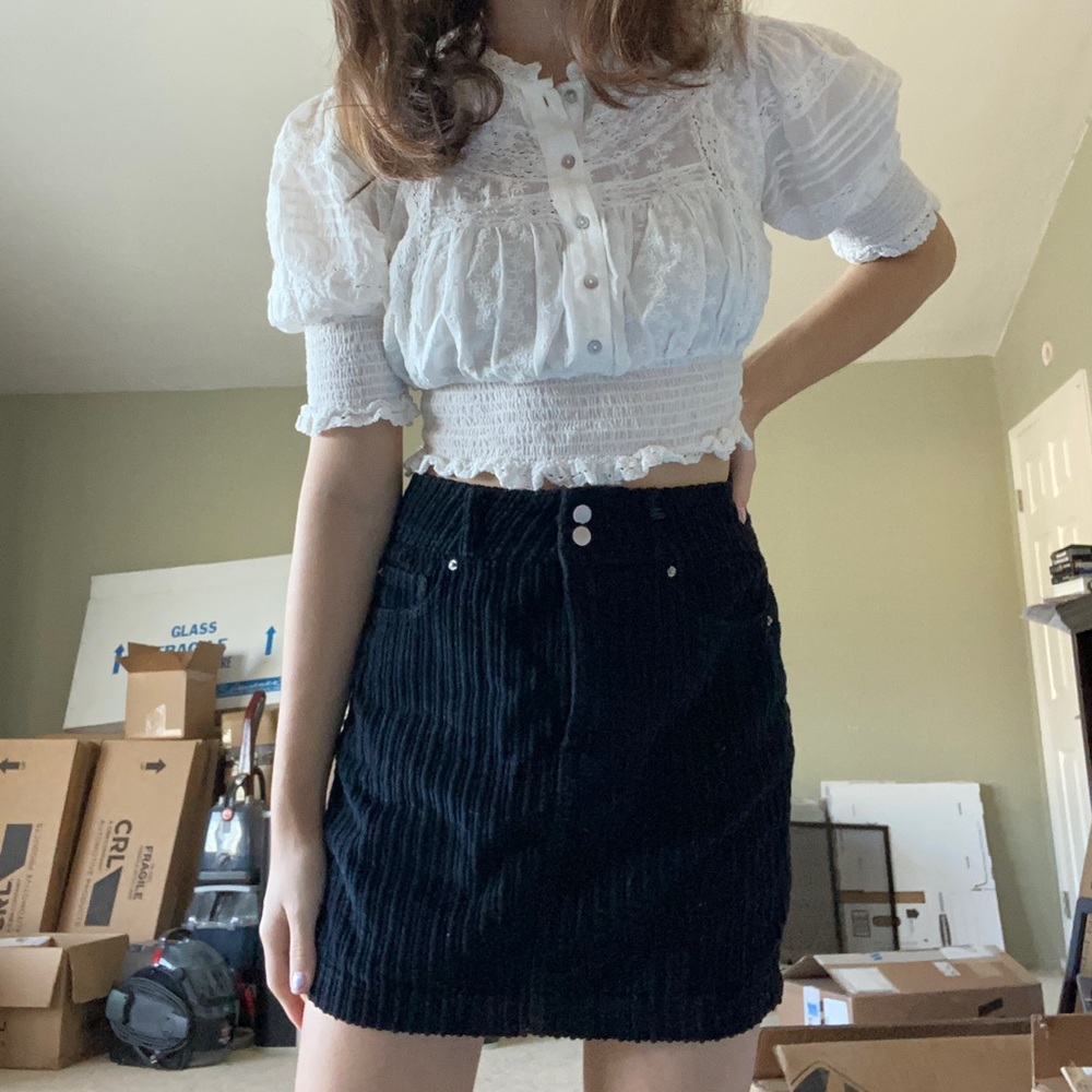 Urban Outfitters Black Corduroy Mini Skirt Size S Like New
